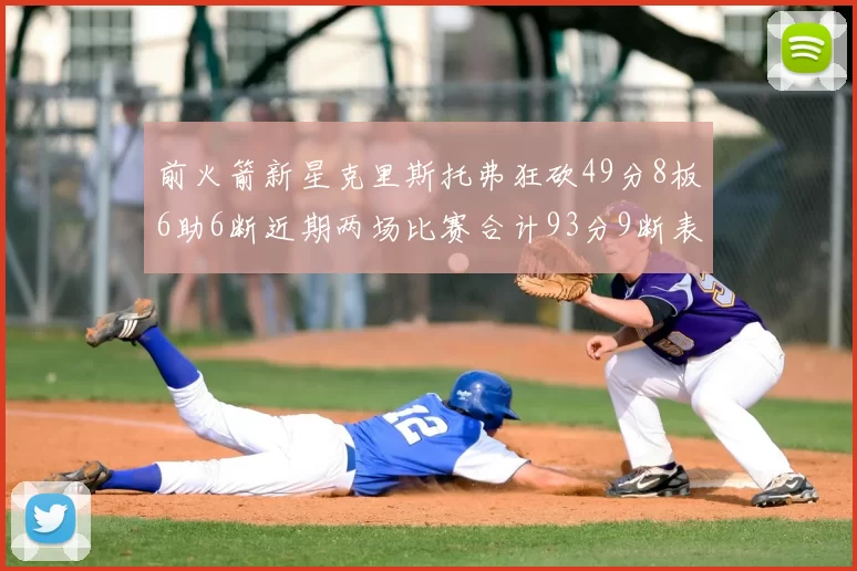 前火箭新星克里斯托弗狂砍49分8板6助6断近期两场比赛合计93分9断表现惊艳